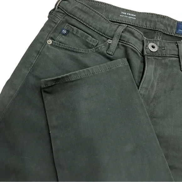 AG Adriano Goldschmied Olive Green The Prima Mid Rise Cigarette Pants 26 - Picture 2 of 3